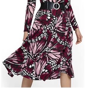 Chic Pink and Black Patterned skirt - butterfly print